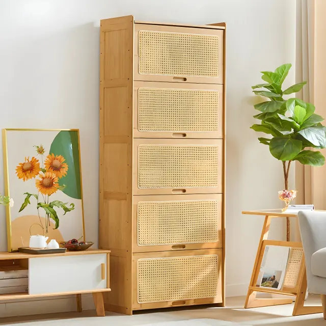 Modern Accent Cabinet with Rattan Doors