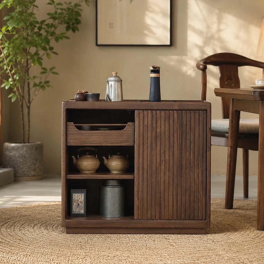 Solid Walnut Integrated Tea Station