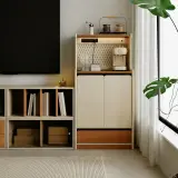 Cream & Wood Pegboard Sideboard