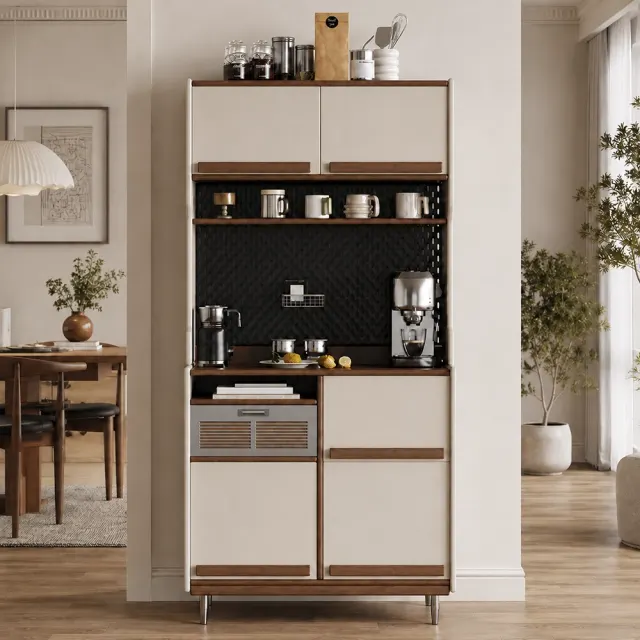 Mid-century Cream Coffee Cabinet