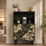 French Vintage Black Coffee Bar Cabinet
