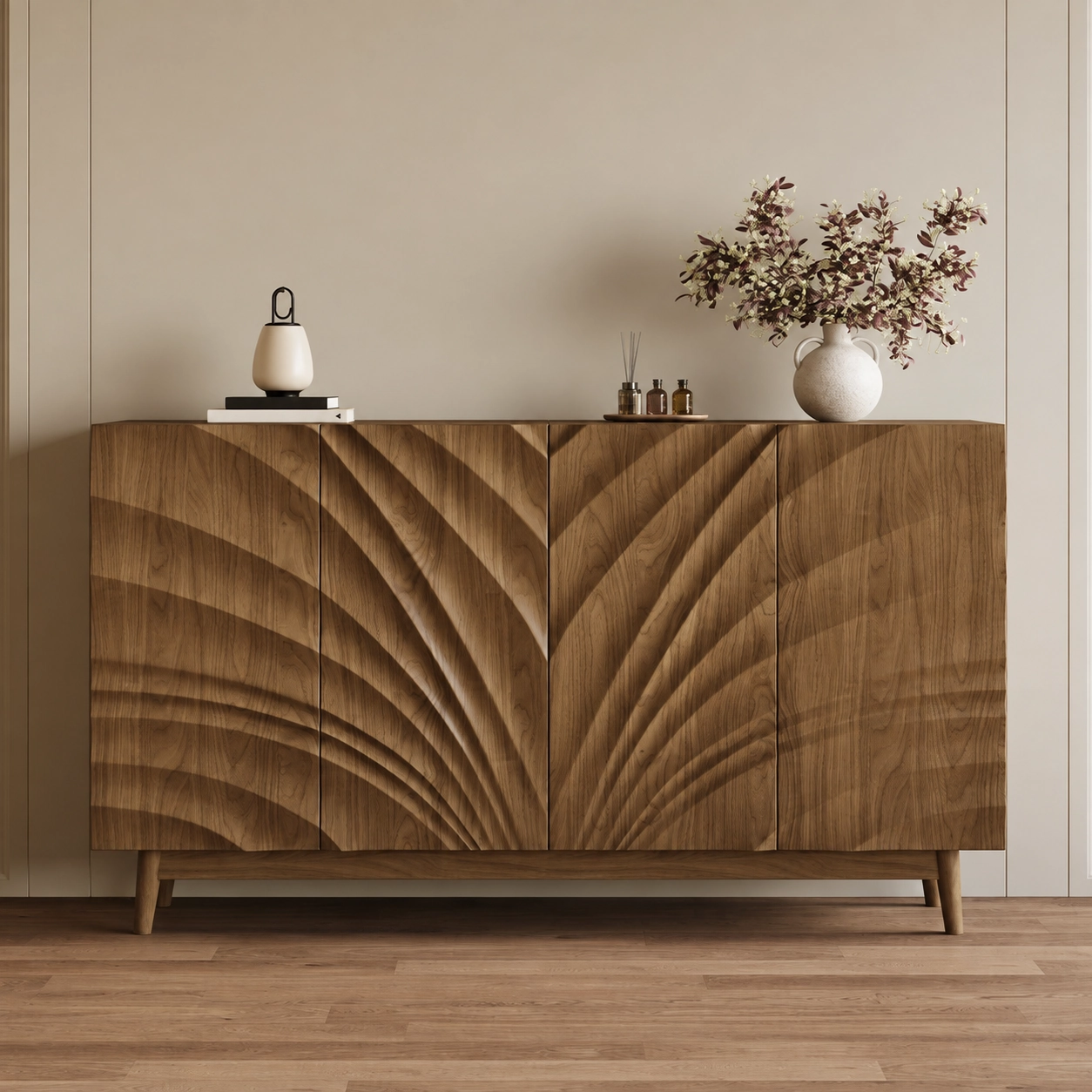 Vintage Carved Console Cabinet