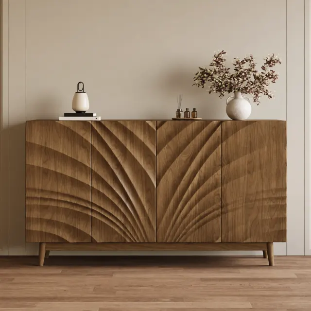 Vintage Carved Console Cabinet
