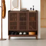 Black Walnut Slatted Shoe Cabinet