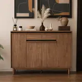 Walnut & Black Sculpted Shoe Cabinet