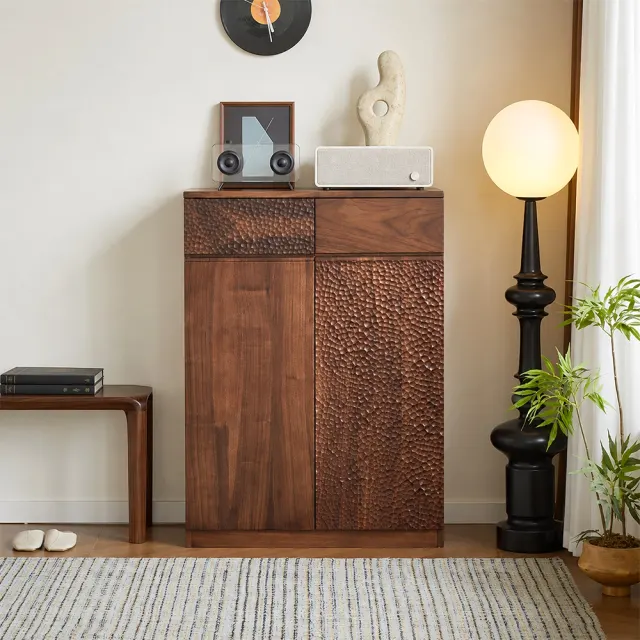 Black Walnut Multi-tier Shoe Cabinet