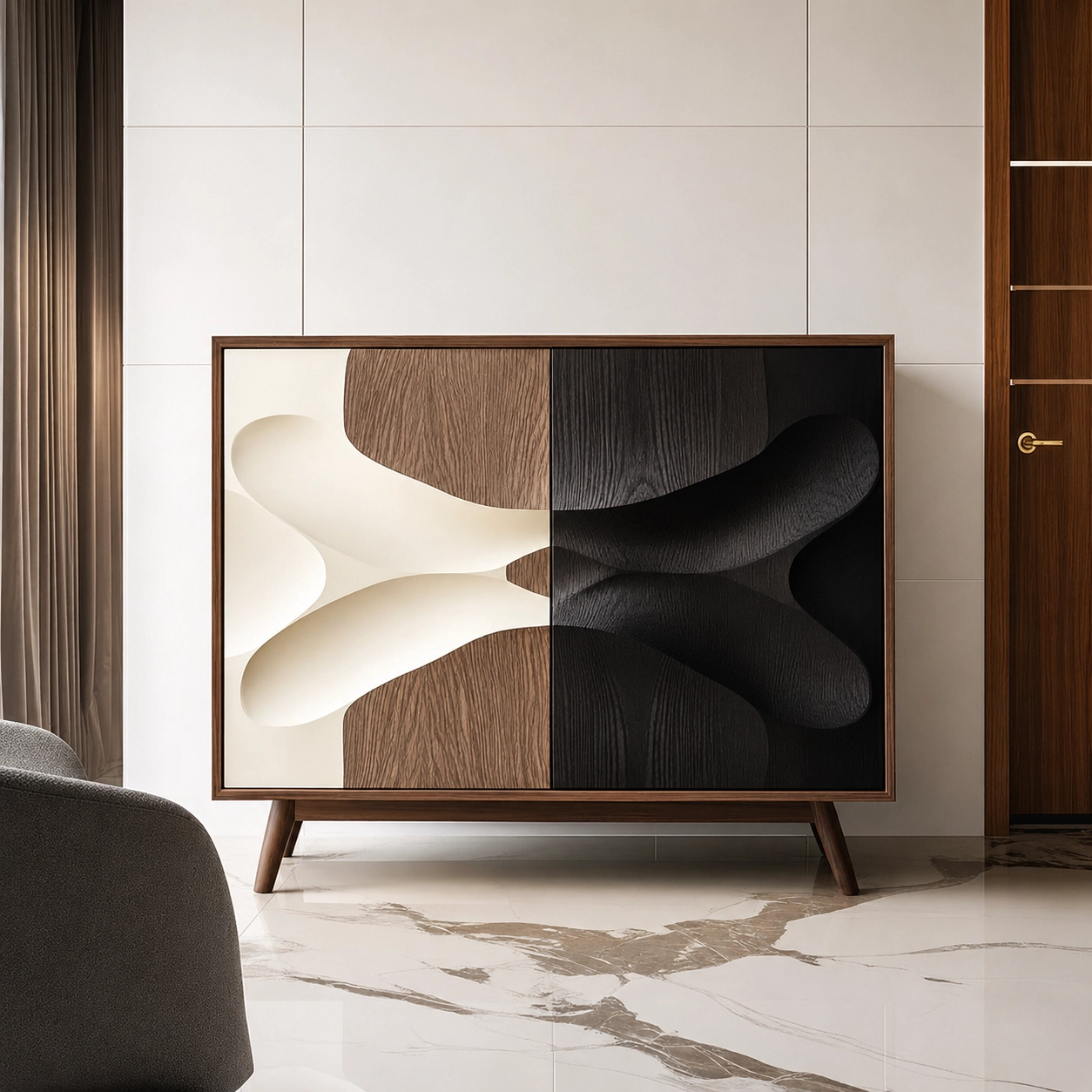 Two-Tone Solid Wood Entryway Cabinet