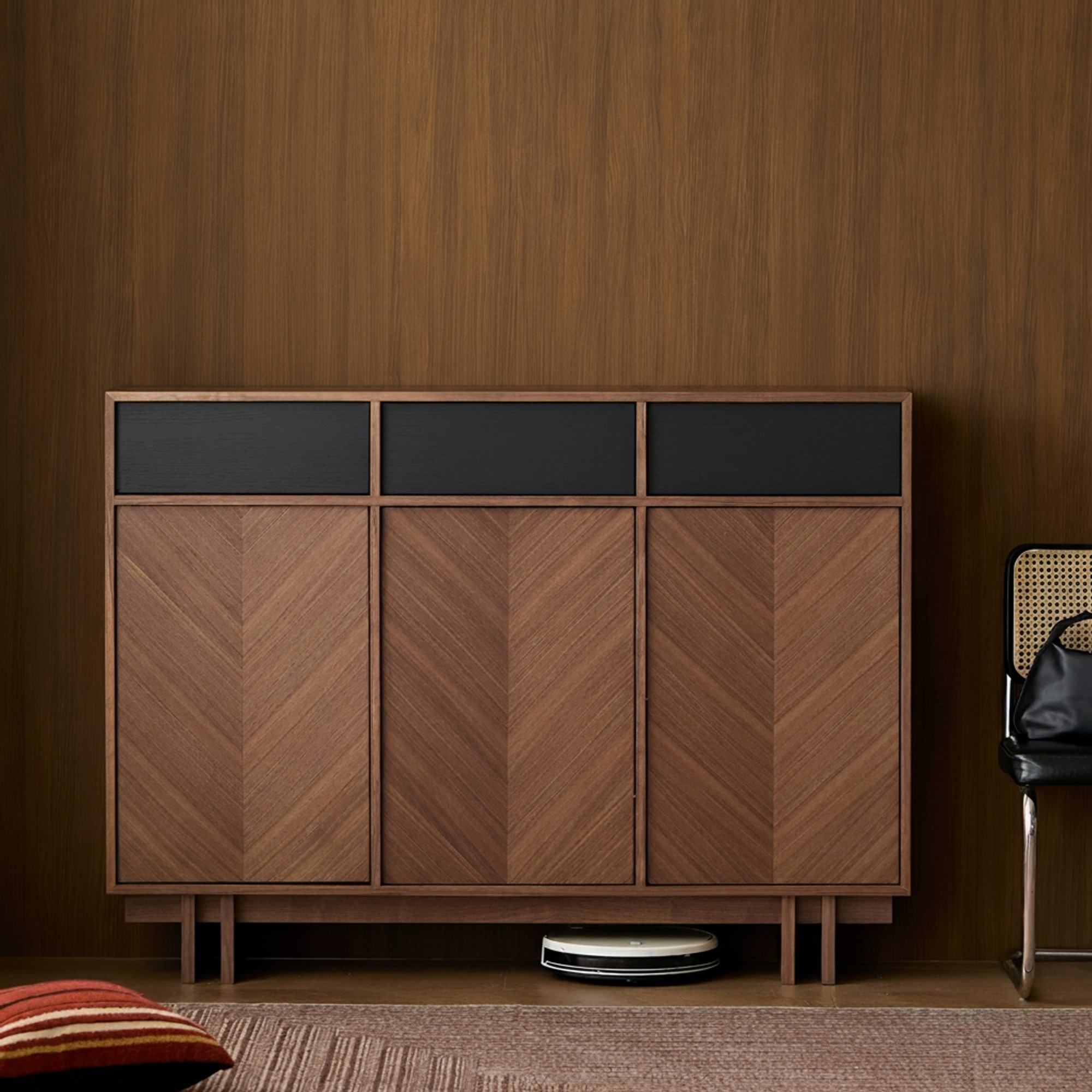 Mid-Century Wood Shoe Cabinet