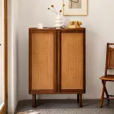 Solid Ash Rattan Shoe Cabinet