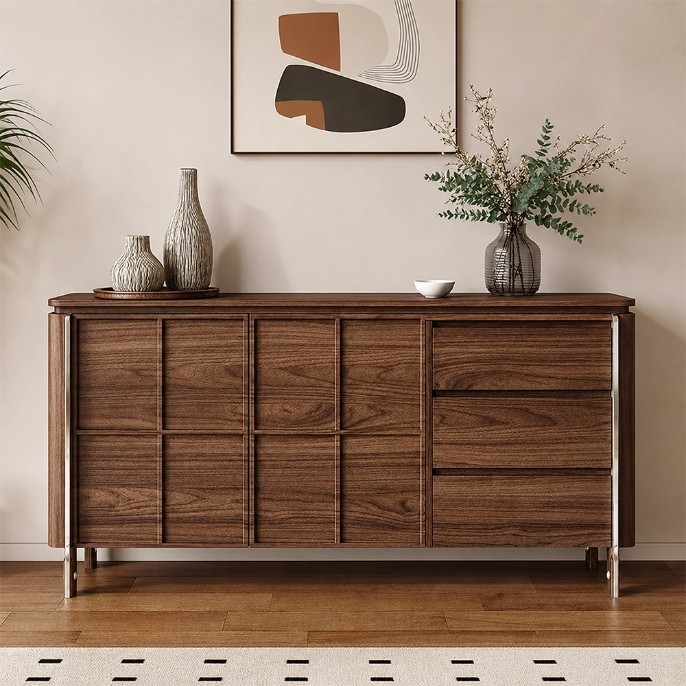 Solid Wood Mid-Century Sideboard