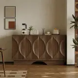 Wavy Walnut Veneer Sideboard
