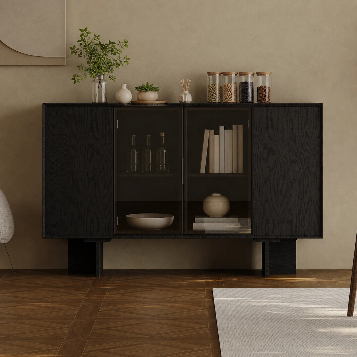 Two-Tone Retro Wood Sideboard
