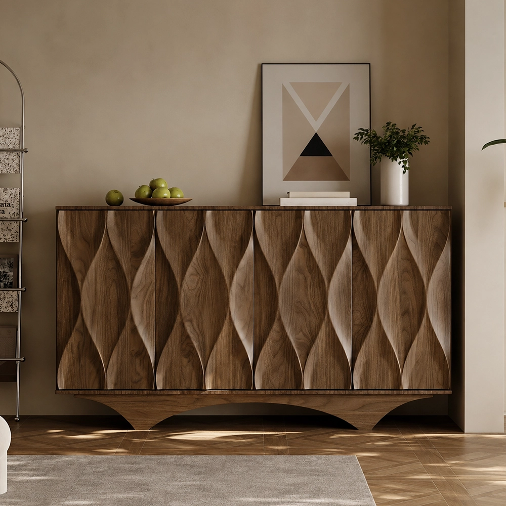 Geometric Walnut Sideboard