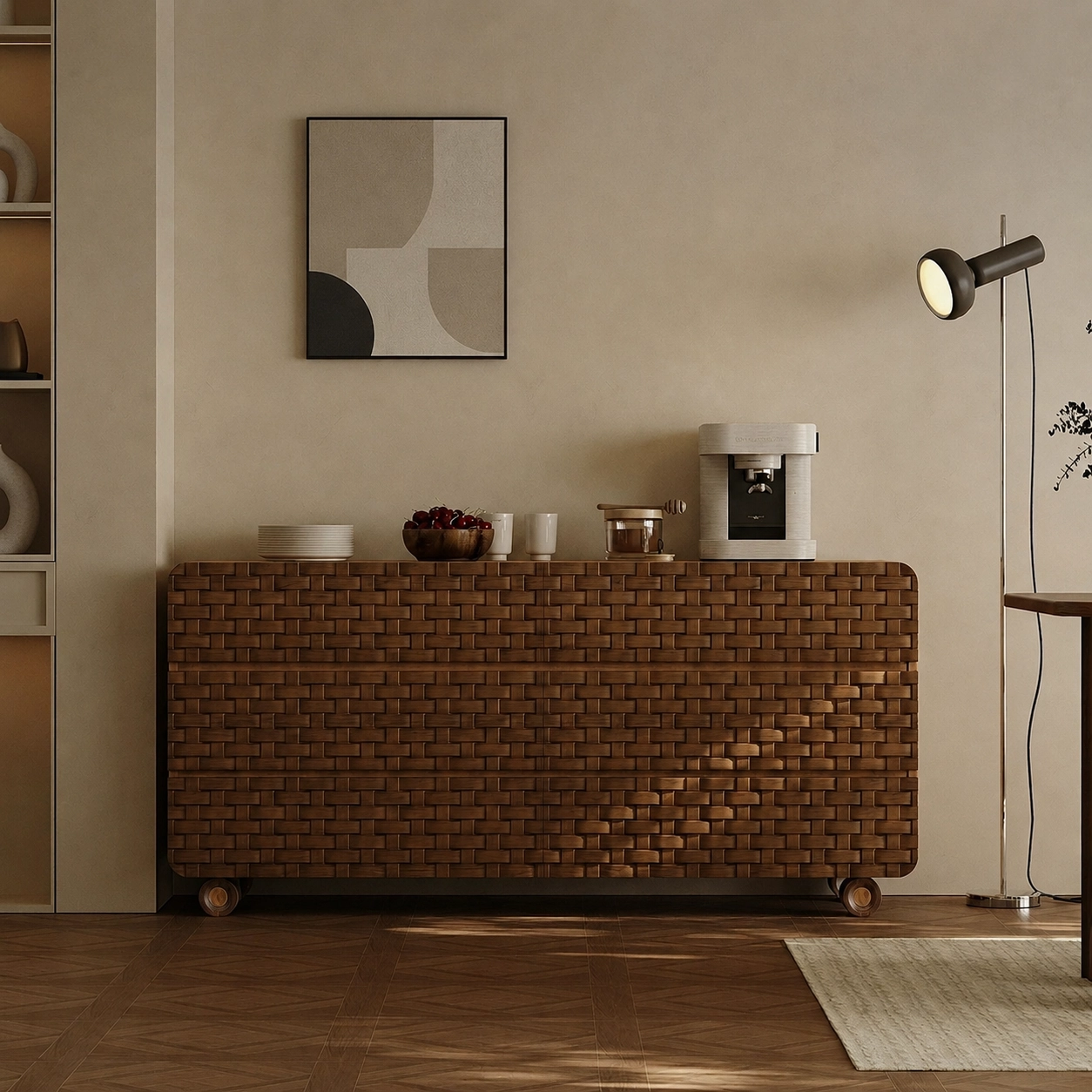 Walnut Sideboard with Woven Doors