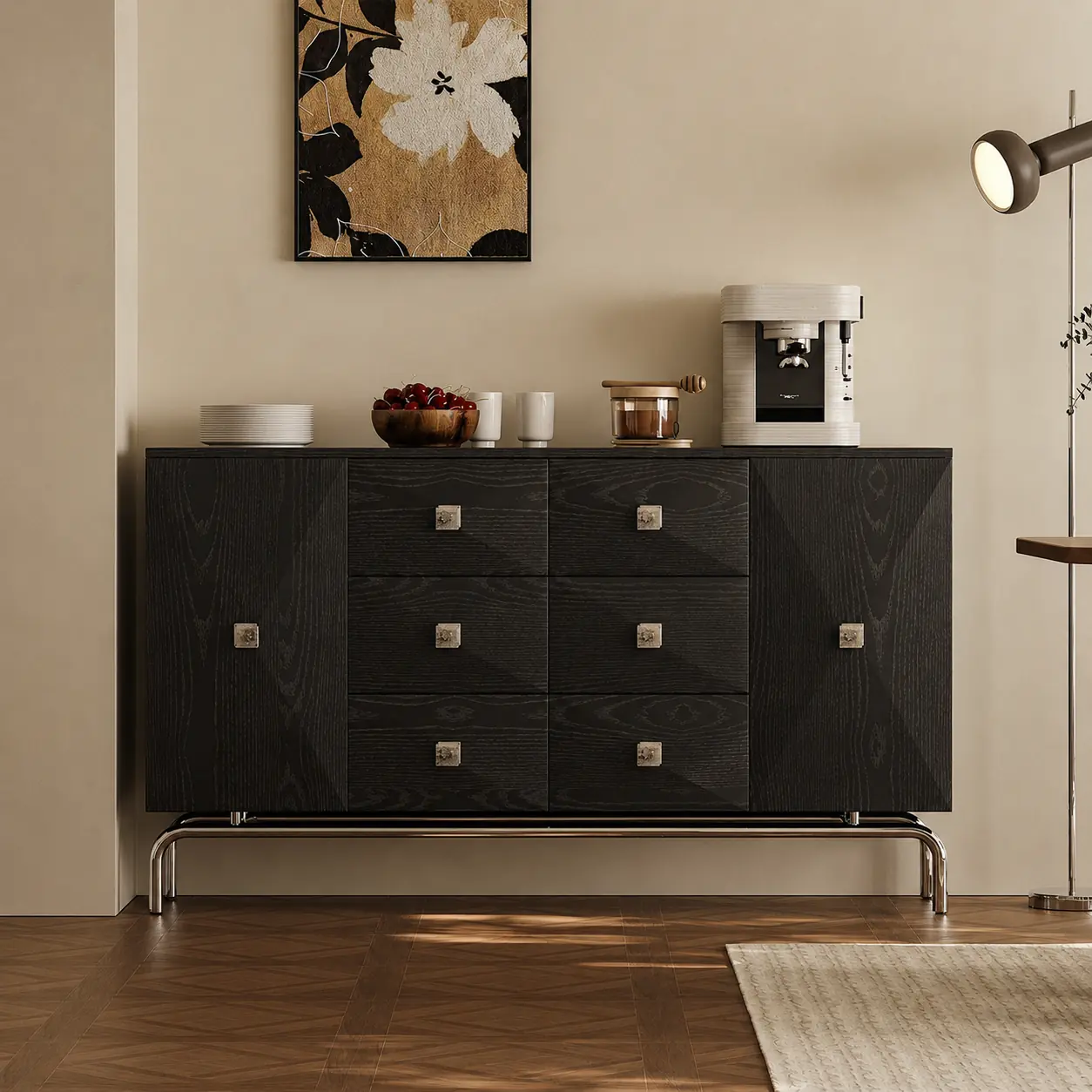 Solid Wood Vintage Italian Sideboard