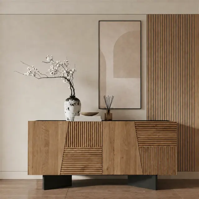 Solid Wood Corrugated Sideboard