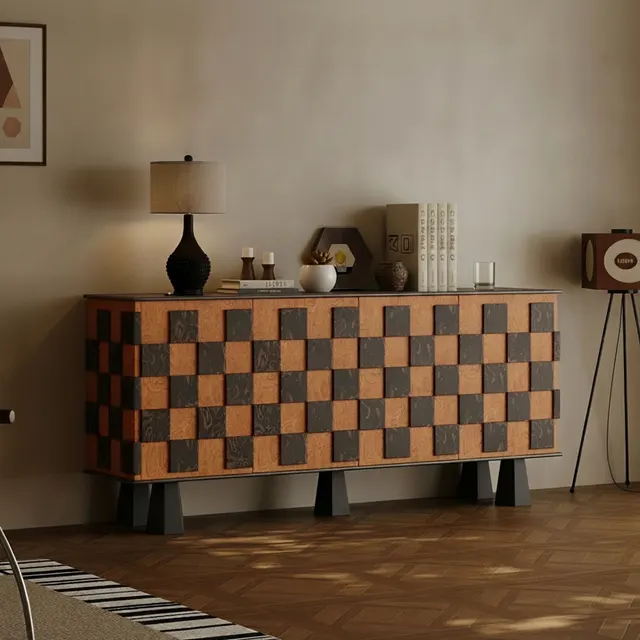 Mid-Century Burl Wood Sideboard