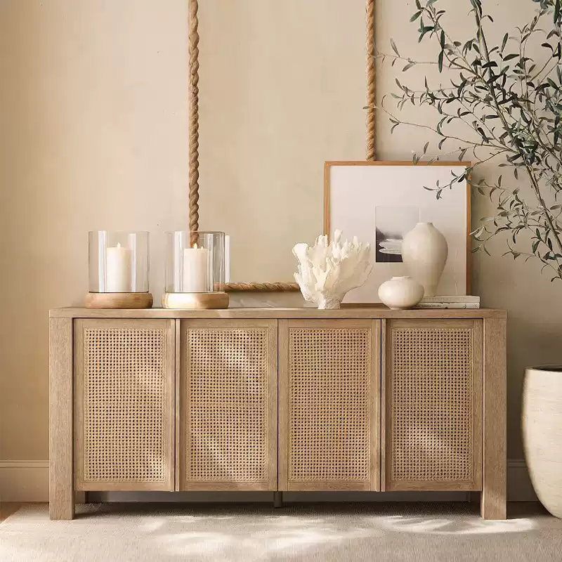Solid Ash Rattan Sideboard
