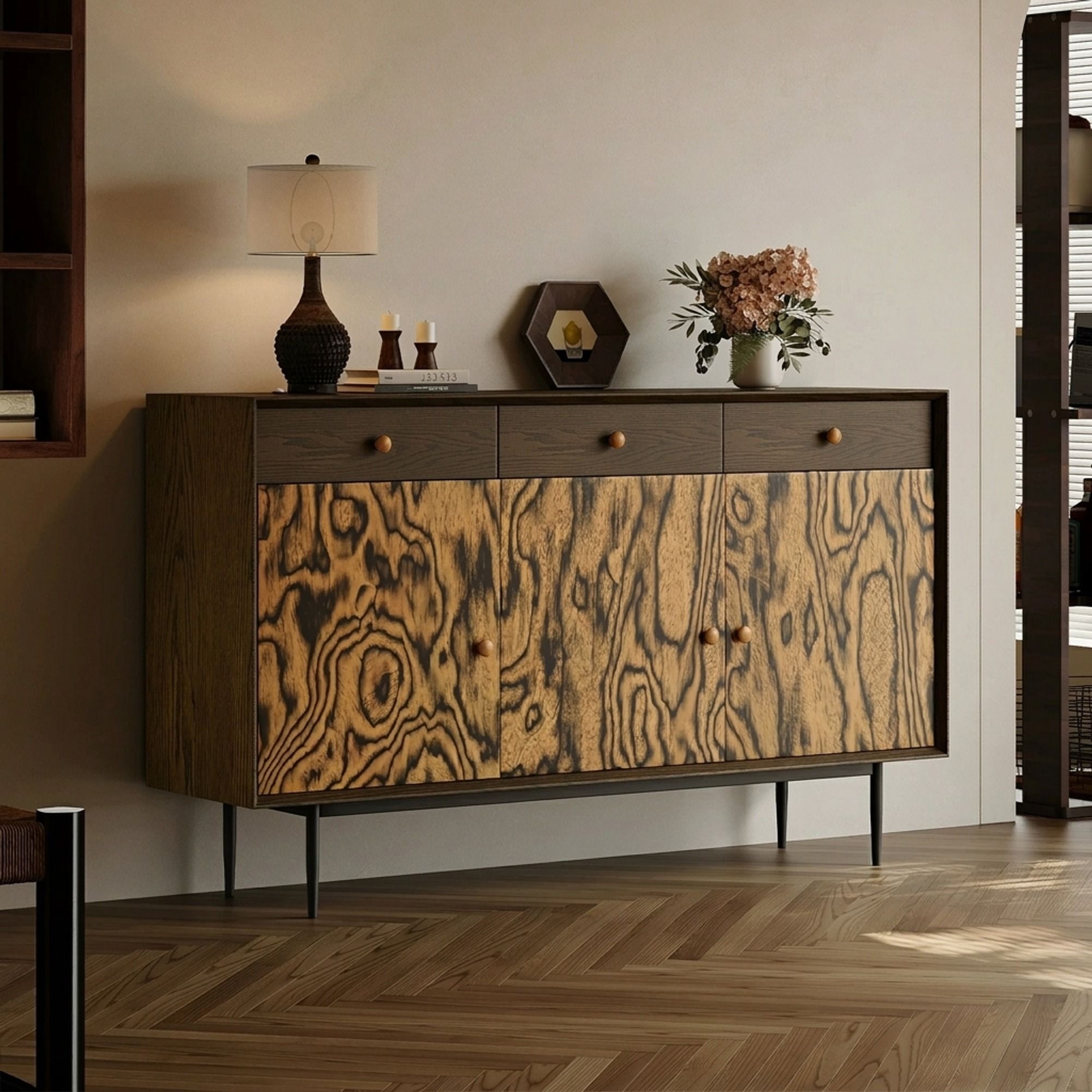 Mid-century Walnut Storage Sideboard