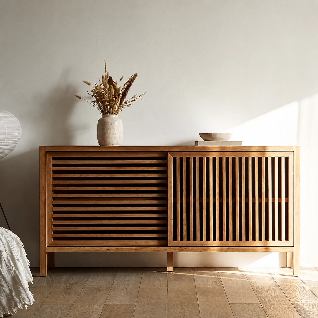 Solid Ash Slat-Door Console