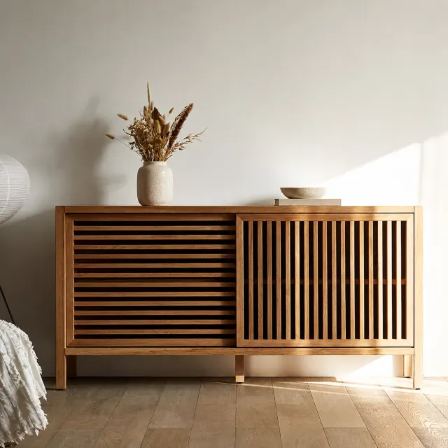Solid Ash Slat-Door Console