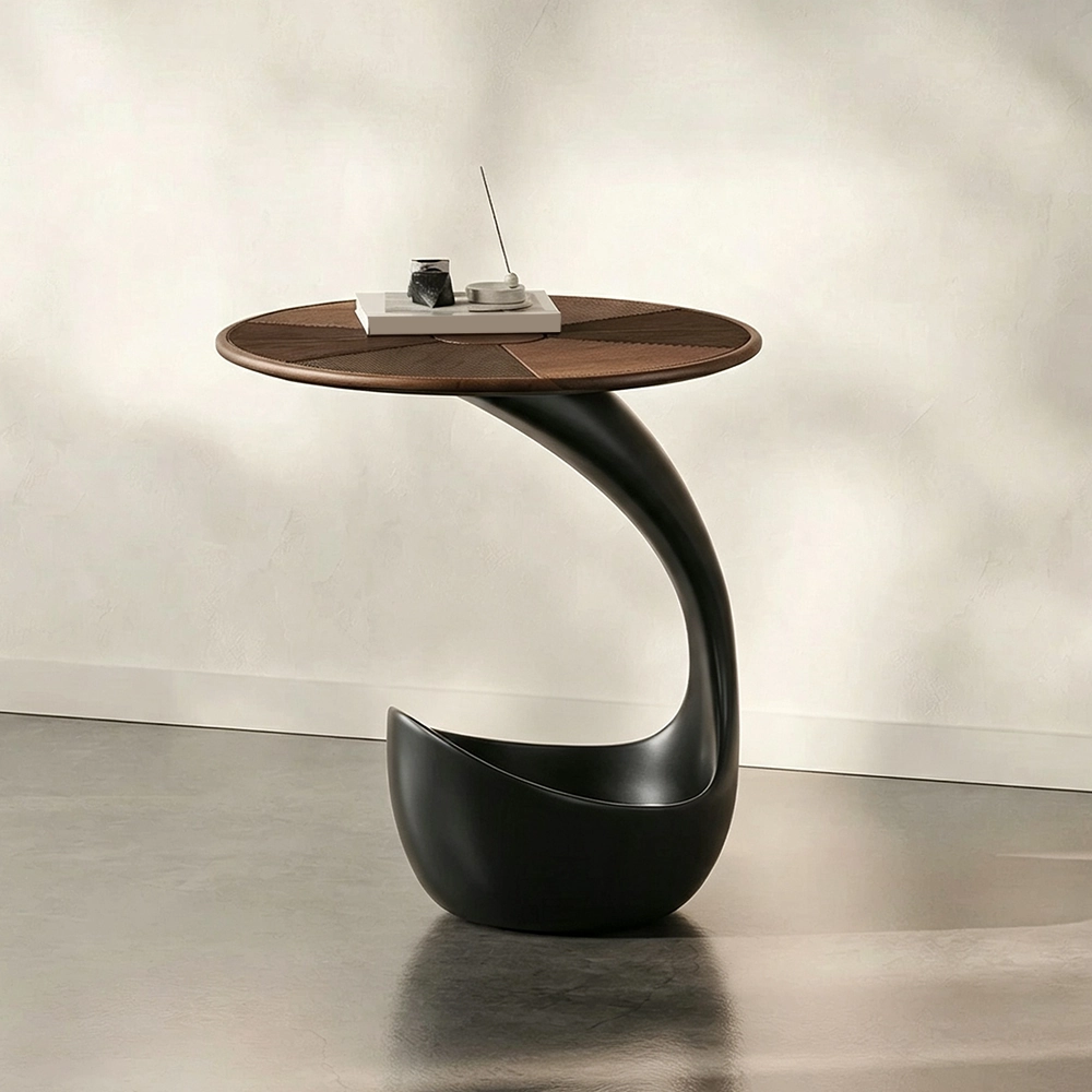 Sculptural Solid Wood Accent Table