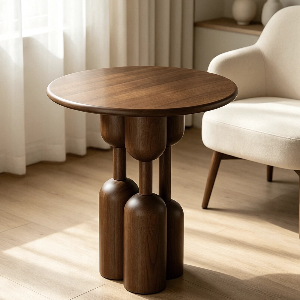 Solid Ash Mid-Century Round Table