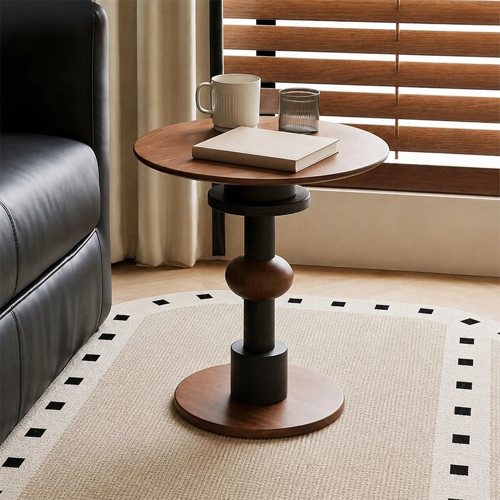 Mid-Century Round Ash Side Table