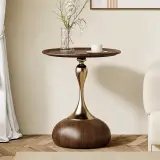 Italian Round Side Table with Metal Base