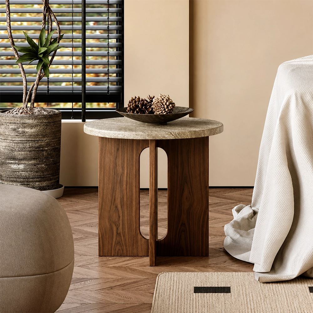 Round Travertine Coffee Table