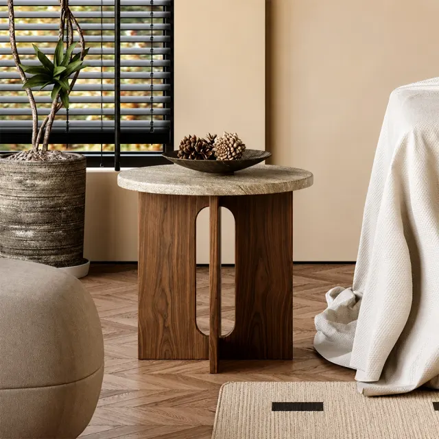 Round Travertine Coffee Table