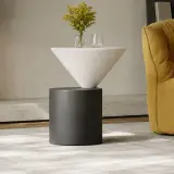 White Oak Geometric Side Table