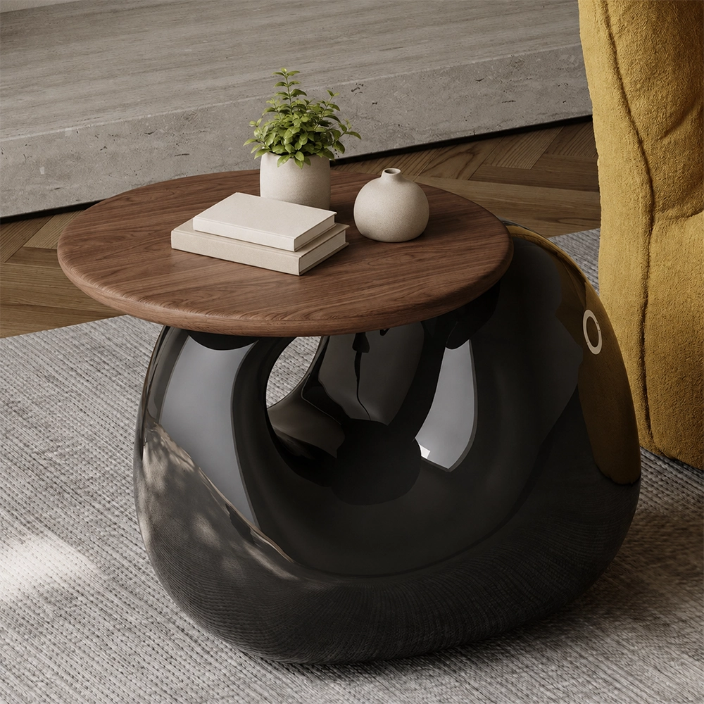 High-Gloss Sculptural Side Table