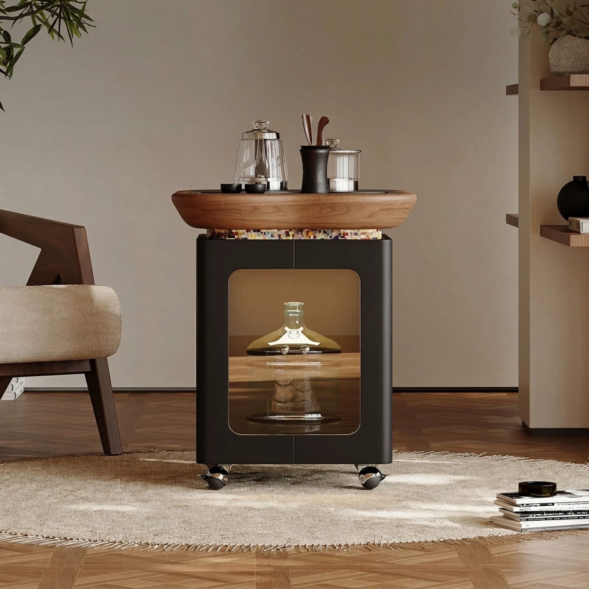 Sintered Stone Mobile Tea Cart