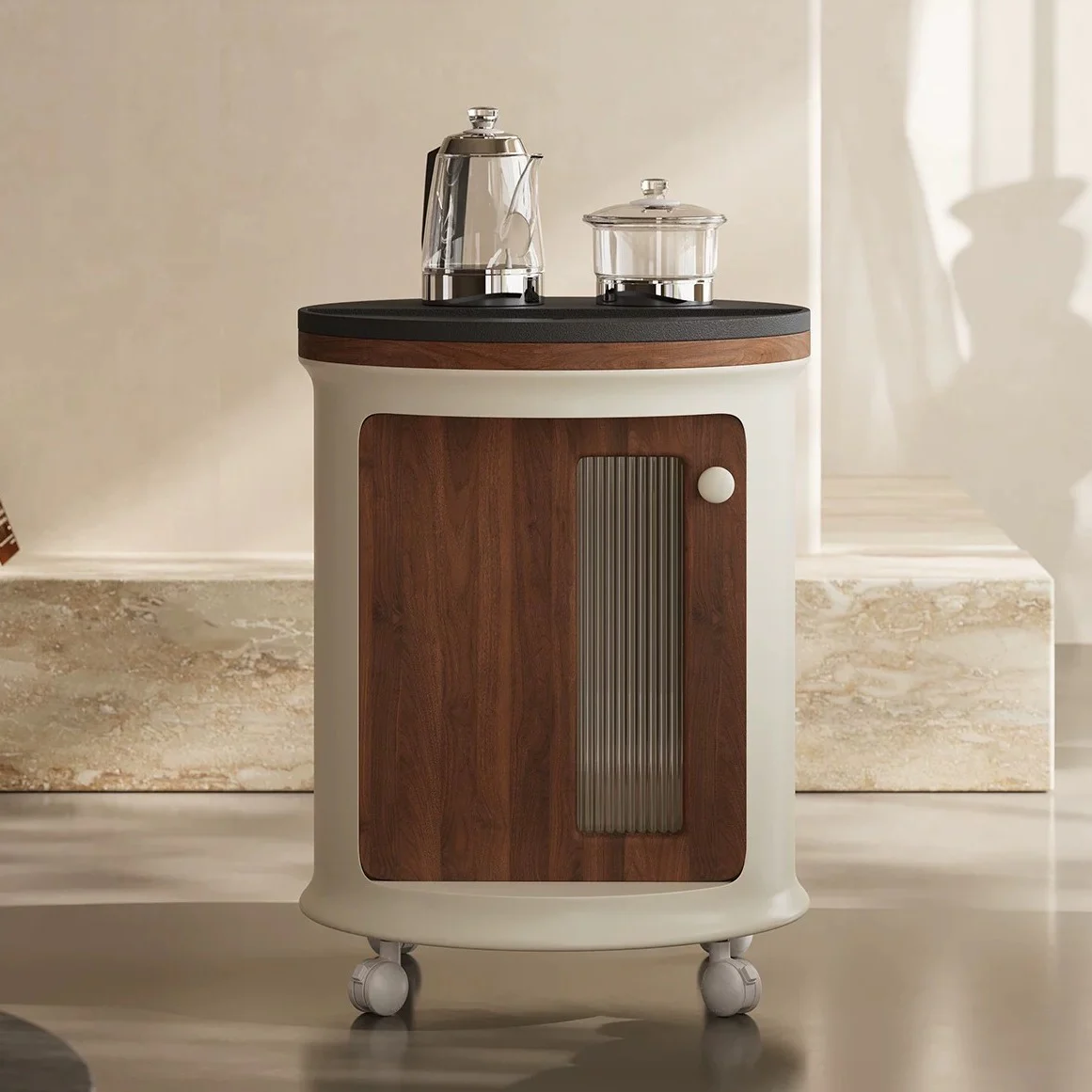 Mid-Century Movable Wood Side Table