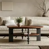 Mid-Century Solid Wood Round Coffee Table