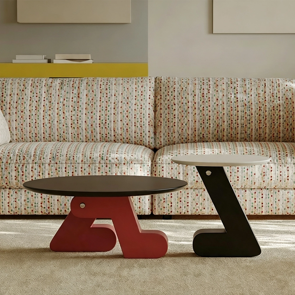 Minimalist Round Engineered Wood Coffee Table Set