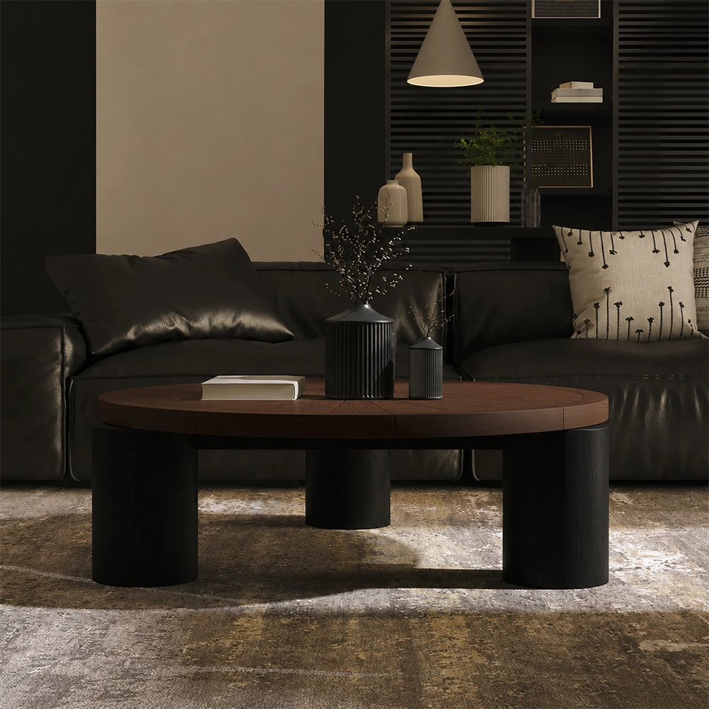 Modern Retro Solid Wood Round Low-Profile Coffee Table
