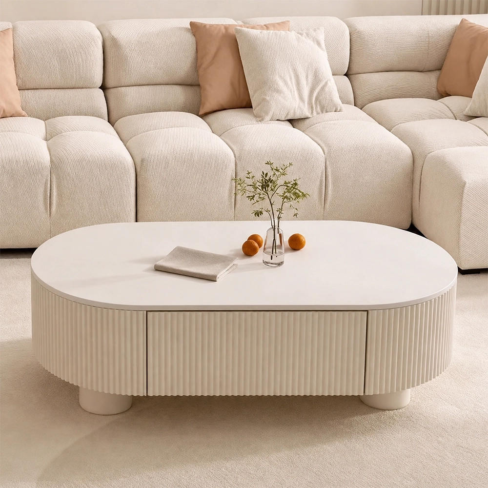 47.2-inch Modern Minimalist Sintered Stone Oval Coffee Table