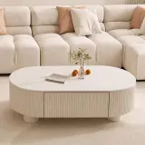 47.2-inch Modern Minimalist Sintered Stone Oval Coffee Table