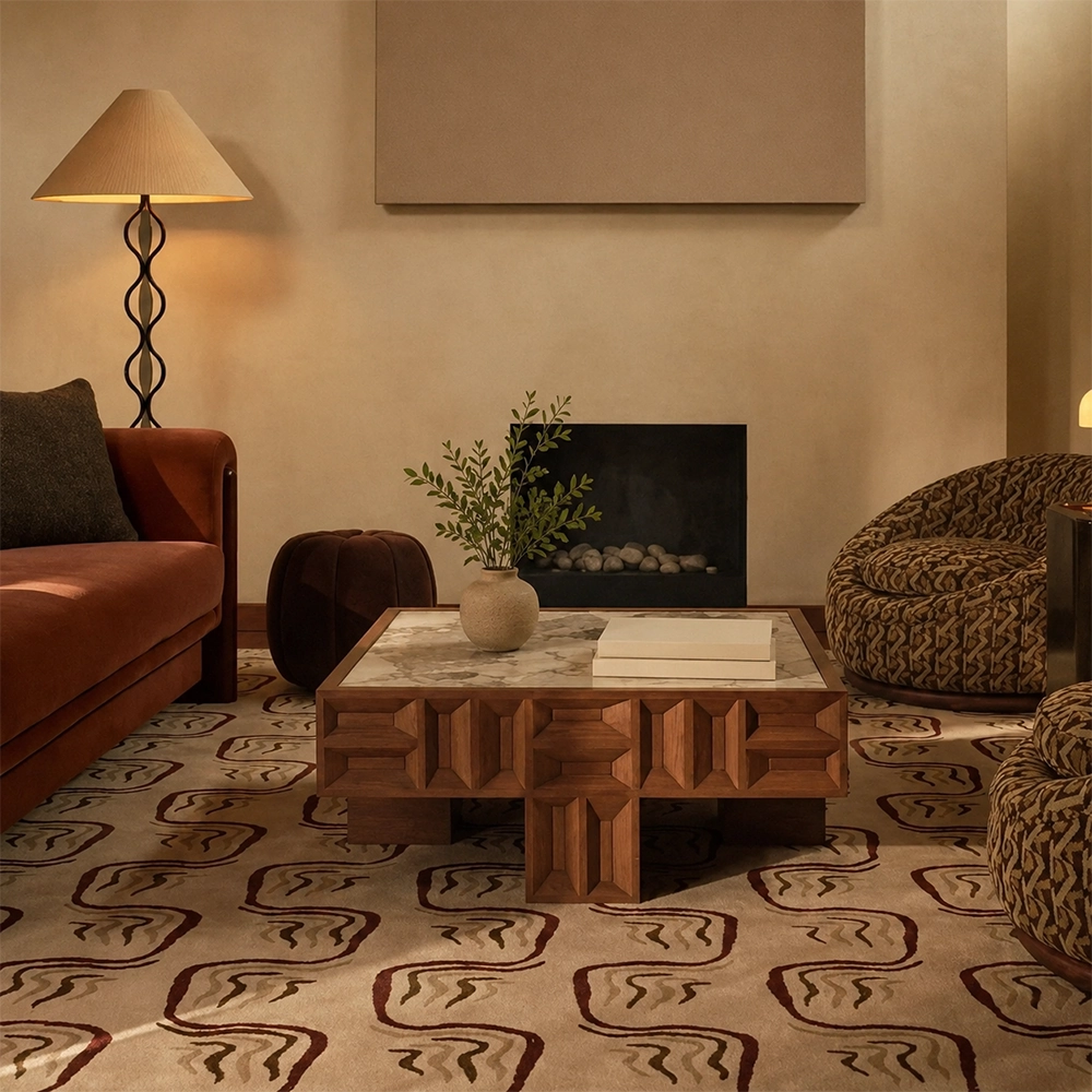 Wabi-Sabi Marble & Wood Coffee Table