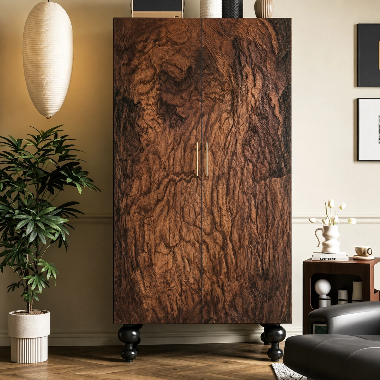 Black & Walnut Minimalist Wardrobe