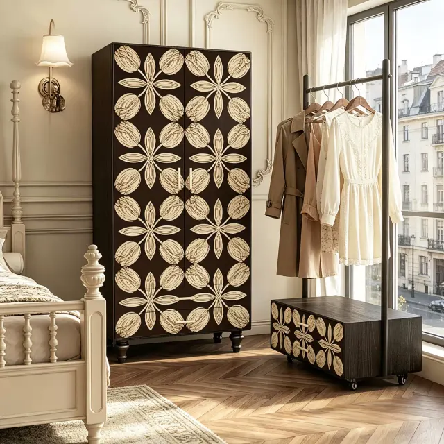 Solid Wood Mid-Century Wardrobe