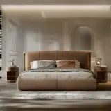 Leather Bed with Soft Backrest