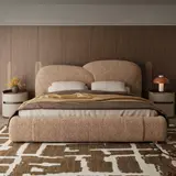 Curved Chenille Upholstered Bed