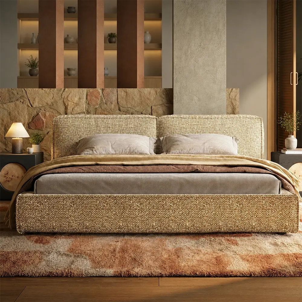 Cotton Linen 'Tofu Block' Bed