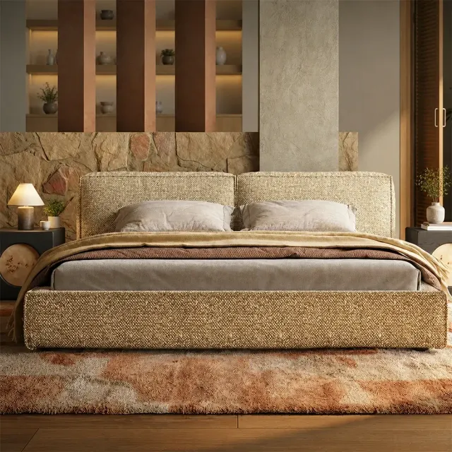 Cotton Linen 'Tofu Block' Bed