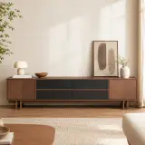 Walnut Color Block Media Console