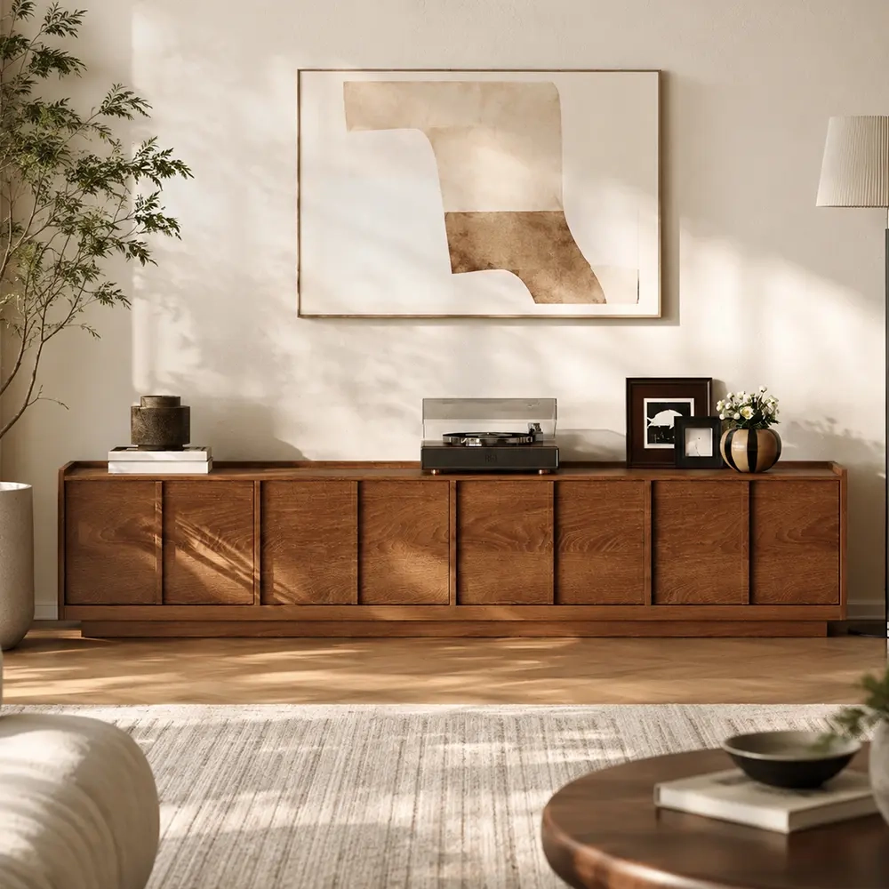 Walnut Minimalist TV Cabinet