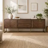 Herringbone Wood Media Console